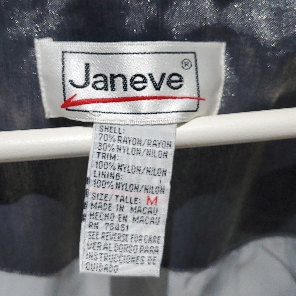 VINTAGE JANEVE SILVER WHITE JACKET TRACK ACTIVEWEAR SIZE MEDIUM SHOULDER PADS - Picture 8 of 13